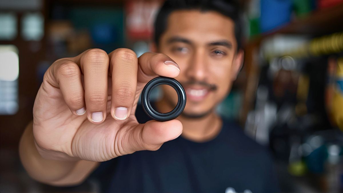 Close-up of dive technician inspecting O-ring seals on scuba diving equipment regulator and tank valve showing proper maintenance in Costa Rica