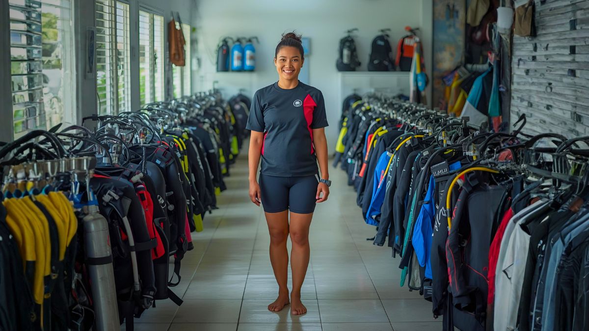 Professional scuba diving center in Costa Rica with organized equipment, friendly instructors, and boats at tropical beach location offering premium diving services